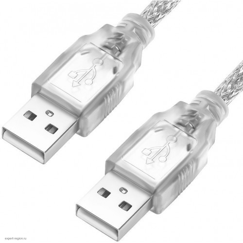 Кабель Greenconnect 0.5m USB 2.0, AM/AM, прозрачный, 28/28 AWG, экран, армированный, морозостойкий, GCR-UM3M-BB2S-0.5m