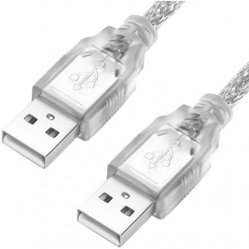 Кабель Greenconnect 1.0m USB 2.0, AM/AM, прозрачный, 28/28 AWG, экран, армированный, морозостойкий, GCR-UM3M-BB2S-1.0m