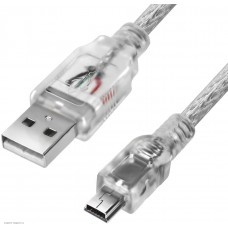 Greenconnect Кабель PROF 5.0m USB 2.0, AM/mini 5P, прозрачный, ферритовые кольца, 28/24 AWG, экран, армированный, морозостойкий, GCR-UM1M5P-BD2S-5.0m 