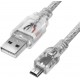 Greenconnect Кабель PROF 5.0m USB 2.0, AM/mini 5P, прозрачный, ферритовые кольца, 28/24 AWG, экран, армированный, морозостойкий, GCR-UM1M5P-BD2S-5.0m 