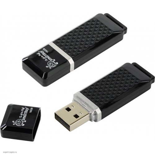 Накопитель USB 2.0 Flash Drive 16Gb Smartbuy Quartz series, черный (SB16GBQZ-K)