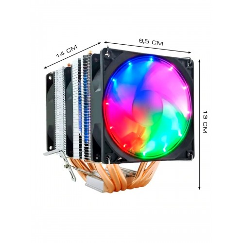 Кулер Snowman M-X6 Socket 115x/1200, PWM, TDP130W, 2 вентилятора, 6 тепл.трубок,разноцв. подсветка