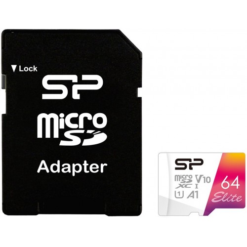 Карта памяти 64Gb MicroSD Silicon Power Elite + SD адаптер (SP064GBSTXBV1V20SP)