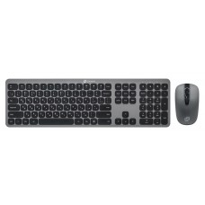 Клавиатура + мышь Оклик 300M клав:серый мышь:серый черный USB беспроводная slim