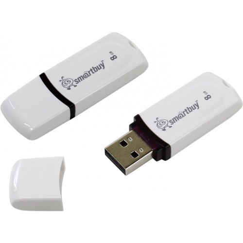 Накопитель USB 2.0 Flash Drive 8Gb Smartbuy Paean White (SB8GBPN-W)