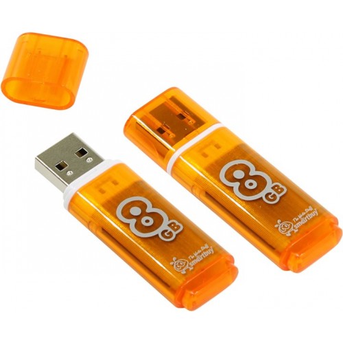 Накопитель USB 2.0 Flash Drive 8Gb Smartbuy Glossy series Orange