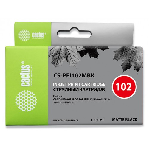 Картридж струйный Cactus CS-PFI102MBK черный матовый (130мл) 