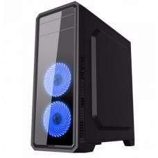Корпус ATX GameMax G561-F Blue LED, черный, с окном, USB 3.0, 370мм под видеокарту