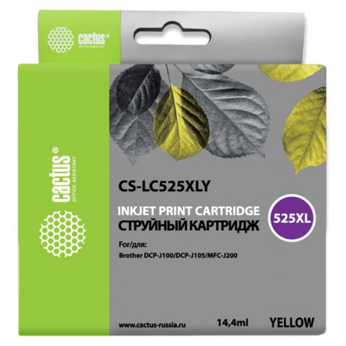 Картридж струйный Cactus CS-LC525XLY желтый (14.4мл) 