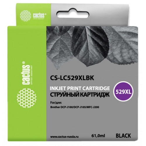 Картридж струйный Cactus CS-LC529XLBK черный (61мл) 