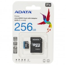 Флеш Карта Памяти (MicroSDXC) 256GB A-Data Premier UHS-I +SDадап. R100/W25MB/s AUSDX256GUICL10A1-RA1