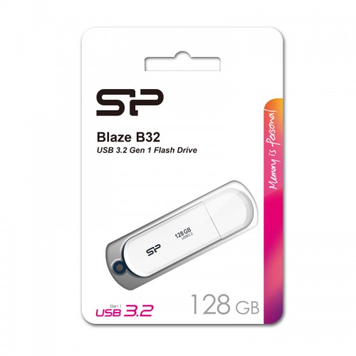 Флеш-диск USB 3.2 128GB, Silicon Power Blaze B32, Белый