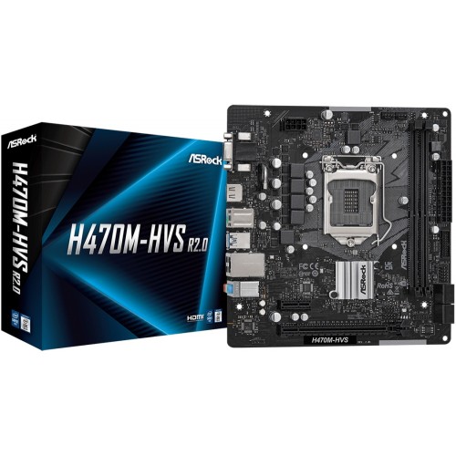 Материнская Asrock H470M-HVS R2.0 {LGA1200, INTEL H470/2DDR4/4SATA3}