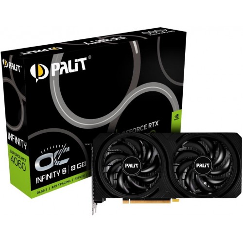 Видеокарта Palit PCI-E 4.0 RTX4060 INFINITY 2 OC NVIDIA GeForce RTX 4060 8Gb 128bit GDDR6 1830/17000 HDMIx1 DPx3 HDCP Ret