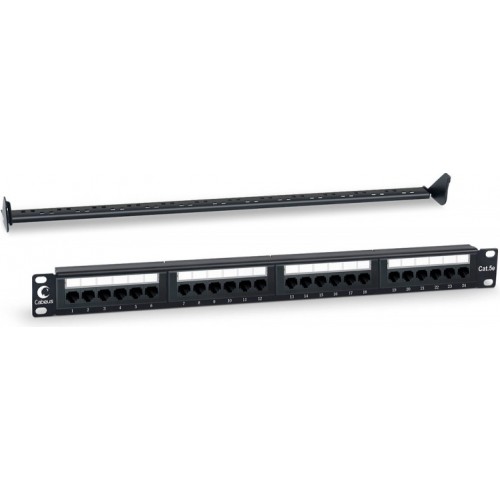 Патч-панель PL-24-Cat.5e-Dual 19\", 24xRJ-45, Dual IDC, с задним каб. организатором 7000c Cabeus