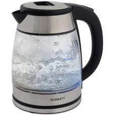 Чайник электрический Scarlett SC-EK27G40 1.8л. 1800Вт серебристый/черный корпус: стекло (EK27G40)