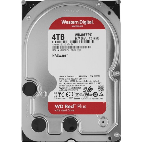 Жесткий диск 3.5" WESTERN DIGITAL SATA-III 4TB WD40EFPX NAS Red Plus (5400rpm) 256Mb