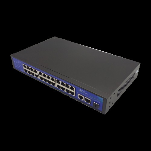 Коммутатор POE ST-S243POE, (2G/1S/340W/A) 24-х портовый для обеспечения проводных сетей напряжением