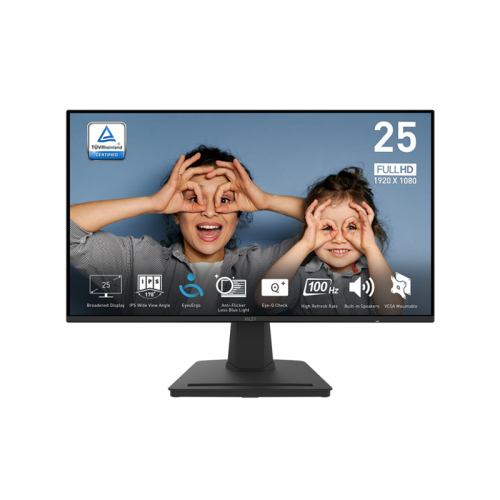 Монитор 24.5" MSI Pro MP252 (IPS, 100Hz, 1мс, HDMI/DP, встр. колонки)