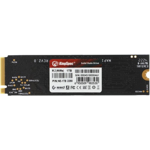 Накопитель SSD 1TB KingSpec NE-1TB M.2 2280, NVMe (чт.2900MB/s, зап.1800MB/s)