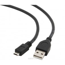 Кабель USB 2.0 Am-microBm GOLD 2A Square connector 1.5m, black