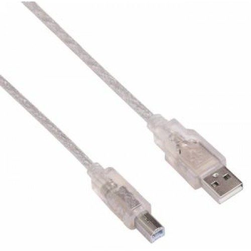 Кабель USB 2.0 Am-Bm BURO USB2.0-AM/BM-3-TRANS 3м, прозрачный (USB2.0-AM/BM-3-TRANS)