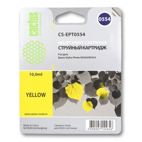 Картридж T0554 (Cactus CS-EPT0554) Epson Stylus Photo R240/RX520 Yellow (300стр)