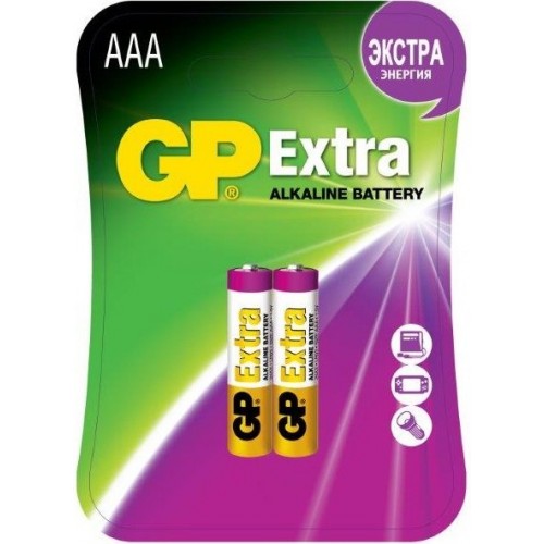Батарейки щелочные GP Extra Alkaline 24AX LR03 AAA (GP 24AX-2CR2 Extra)
