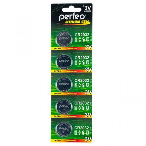 Батарейки литиевые Perfeo CR2032 (3V) (СR2032/5BL) 5 шт