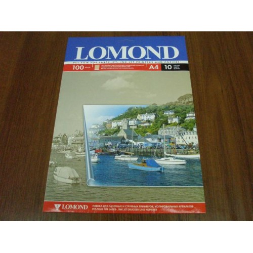 Плёнка Lomond для струйных А4, 10 листов, прозрачная 100мкр (0710421) с покрытием