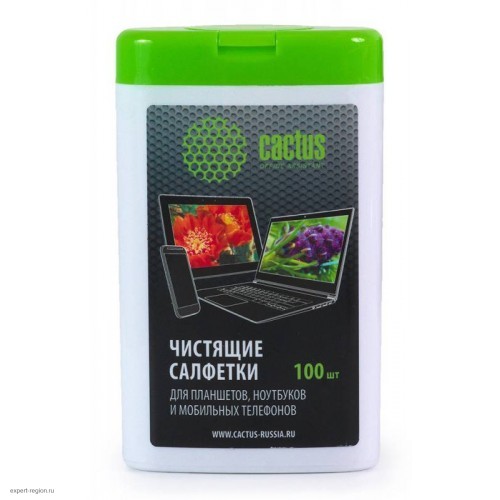 Чистящие салфетки Cactus CS-T1005 для планшетов/ноутбуков/моб.тел., мини туба (100шт)