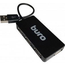 Концентратор USB 2.0 HUB 4-port Buro BU-HUB4-U2.0-Slim, черный