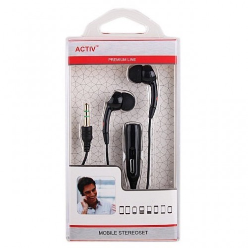 Наушники с микрофоном Activ в пластиковой упаковке для Samsung G600 (black) проводные
