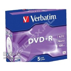 Диск DVD-R Verbatim 4,7Gb 16x, Jewel Case, 5 шт (43519)